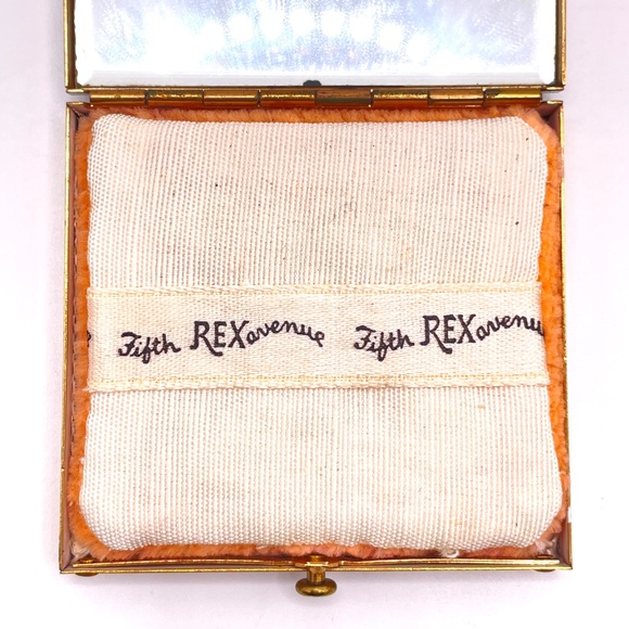 Rex Fifth Avenue Vintage Teal Enamel Gold Tone Rhinestone Compact Unused - Picture 5 of 9